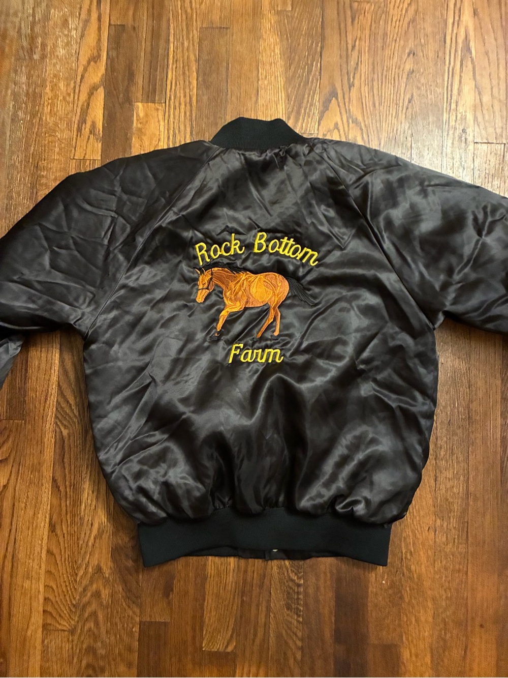 Vintage rock Bottom Farm satin bomber jacket size large